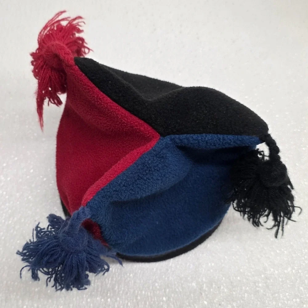 Vintage Mews Polartec Jester Tassel Fleece Winter Hat Red Blue Black